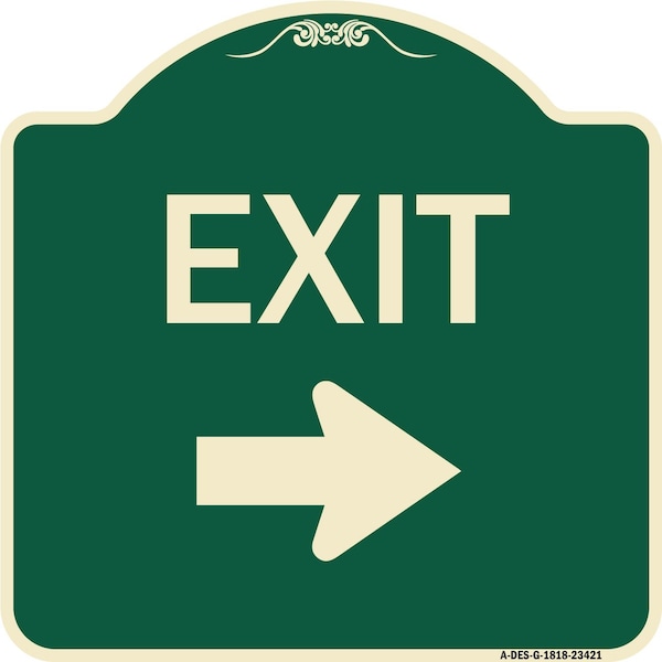 Parking Lot Exit Right Arrow Heavy-Gauge Aluminum Architectural Sign, 18" L, 18" H, G-1818-23421